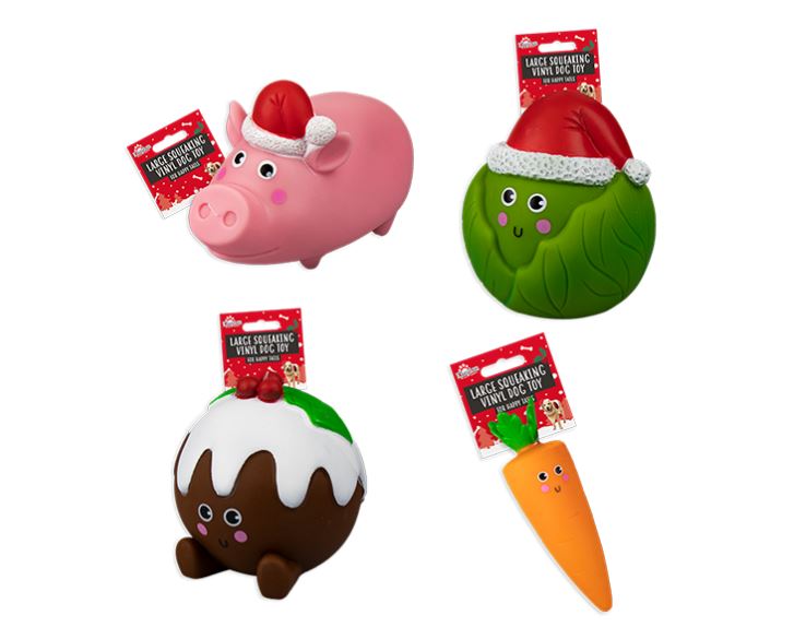 LARGE SQUEAKING CHRISTMAS VINYL DOG TOY - Click Image to Close