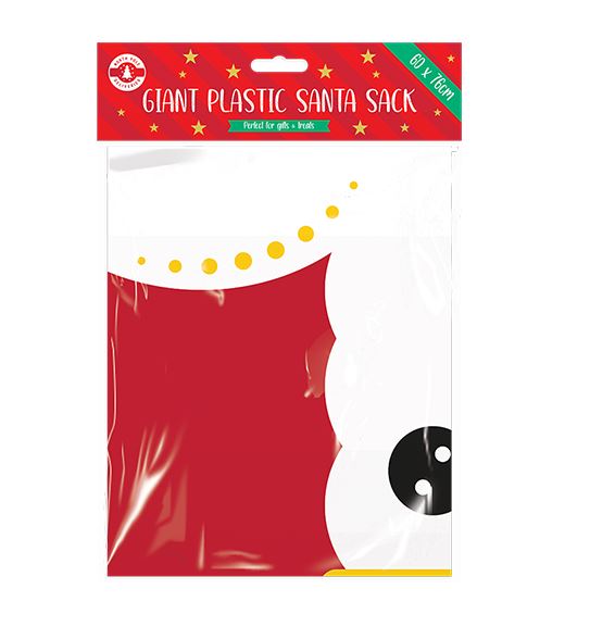 Giant Plastic Santa Sack 60cm X 76cm - Click Image to Close