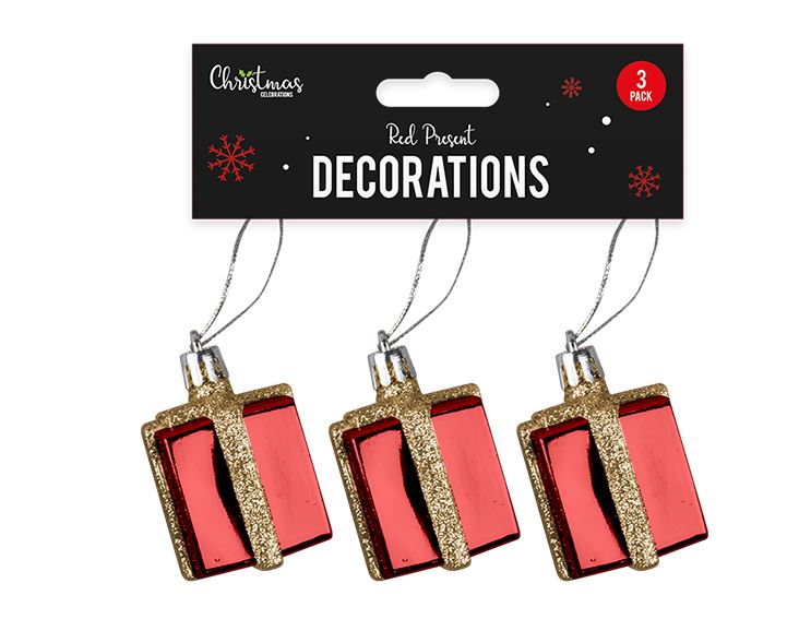 Red Present Decorations - 3 Pack - Click Image to Close