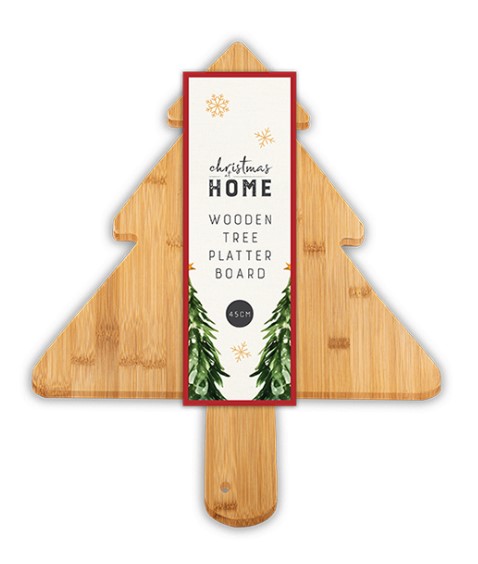 Christmas Wooden Tree Platter Board 45cm - Click Image to Close