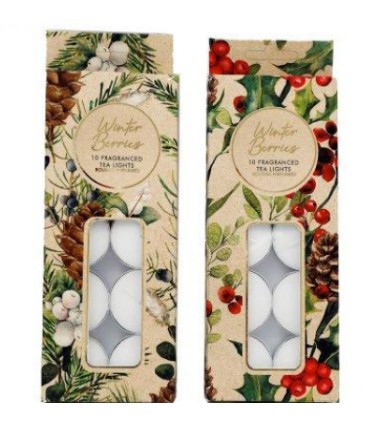Xmas Berries Tealights 10PACK - Click Image to Close