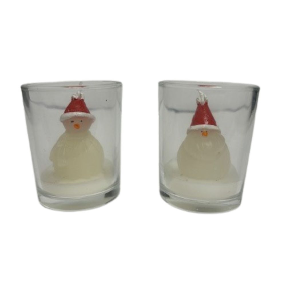 Santa / Snowman Candle Pot 5.5 x 6.5cm - Click Image to Close