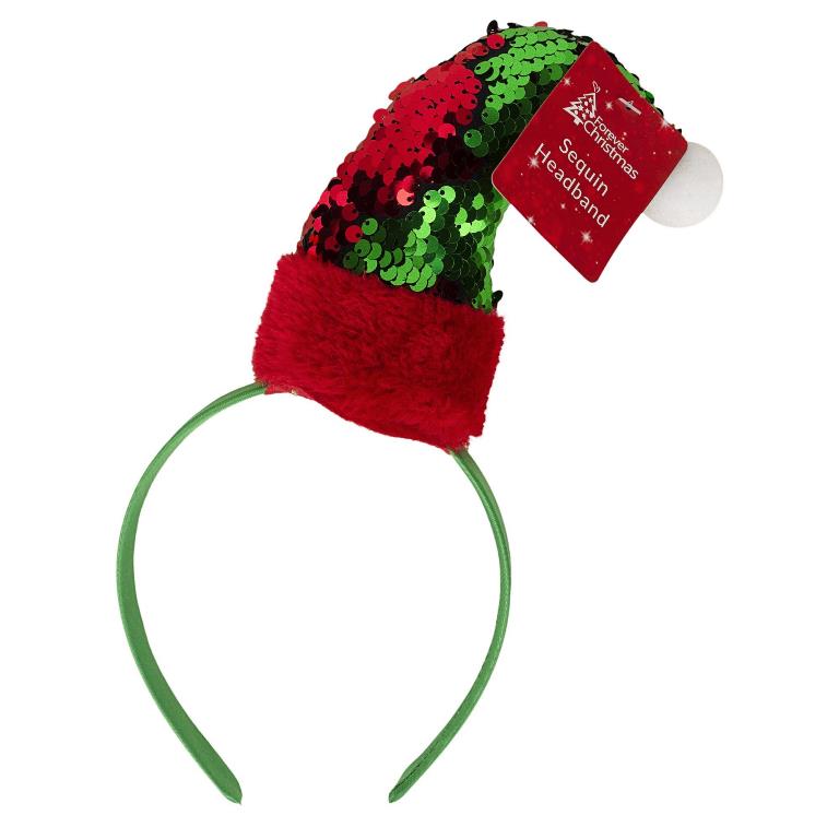 Red/Green Reversible Sequin Headband - Click Image to Close