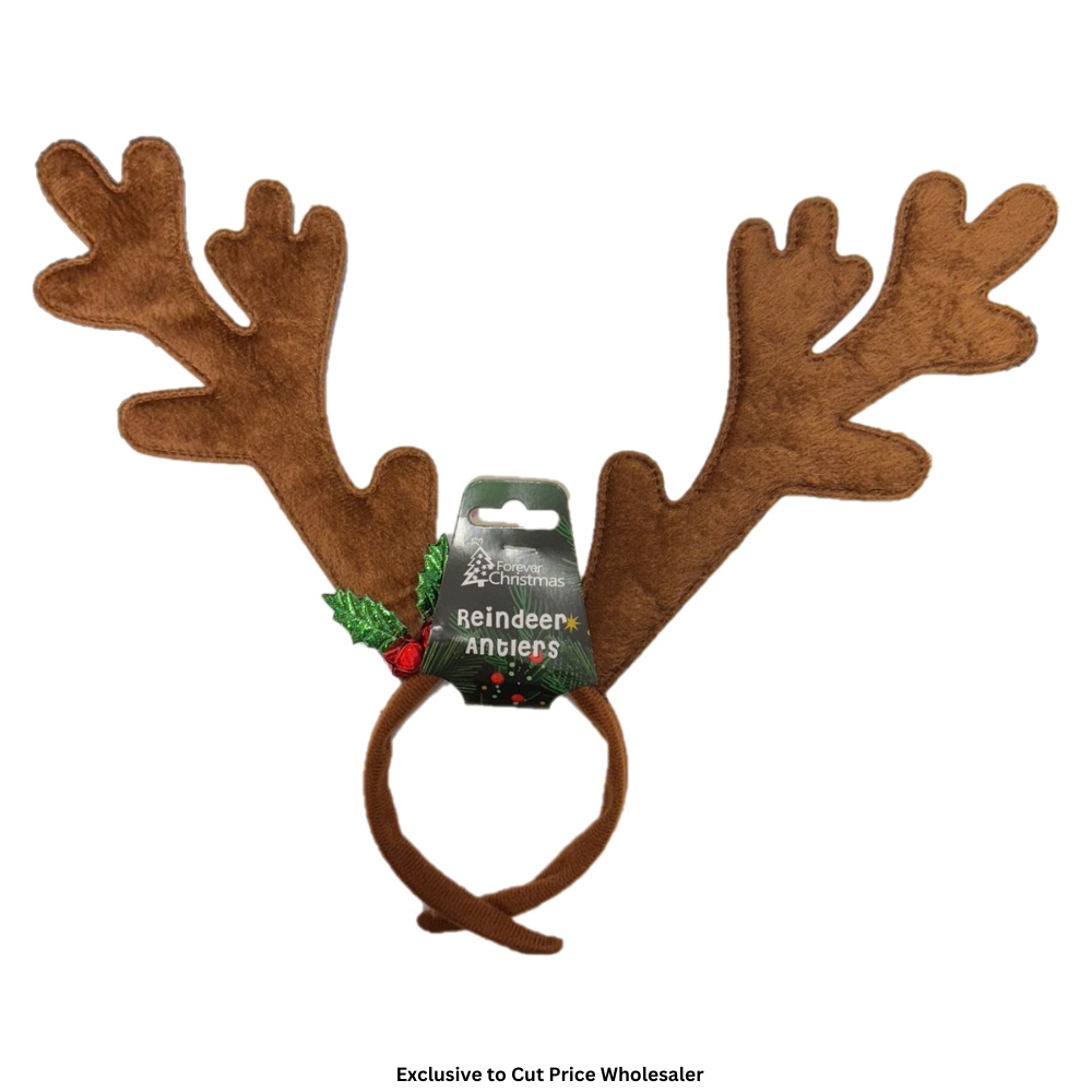 Brown Antler With Holly Headband 33 x 31cm - Click Image to Close