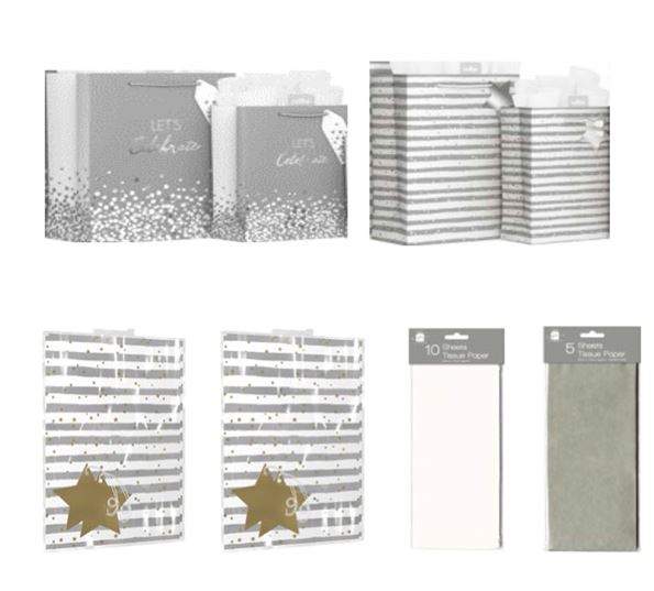 Celebrations Gift Bag & Tissue Paper Bundle 8 Pack - Click Image to Close