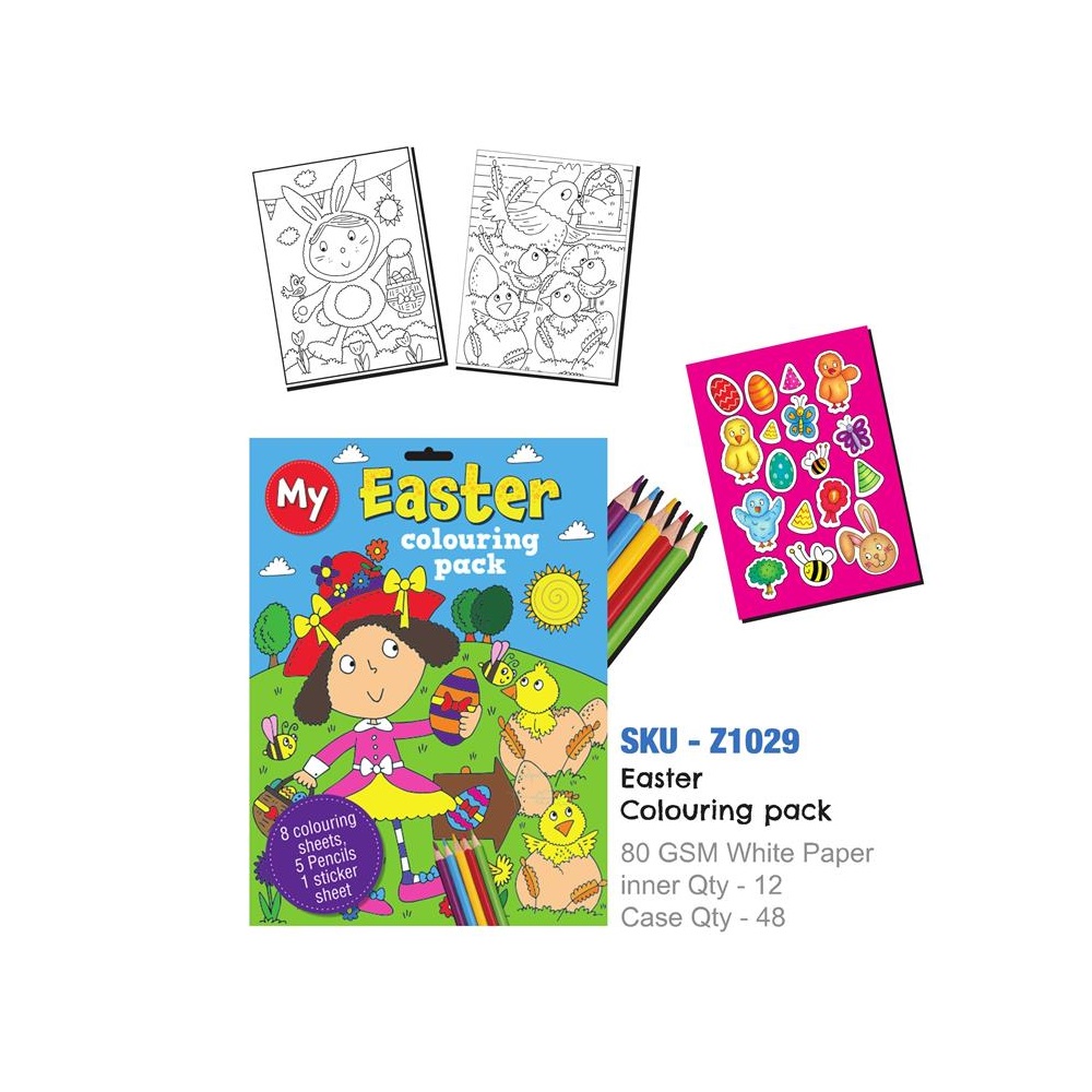 A4 Easter 8 Page Colouring Pack With Colour Pencils - Click Image to Close