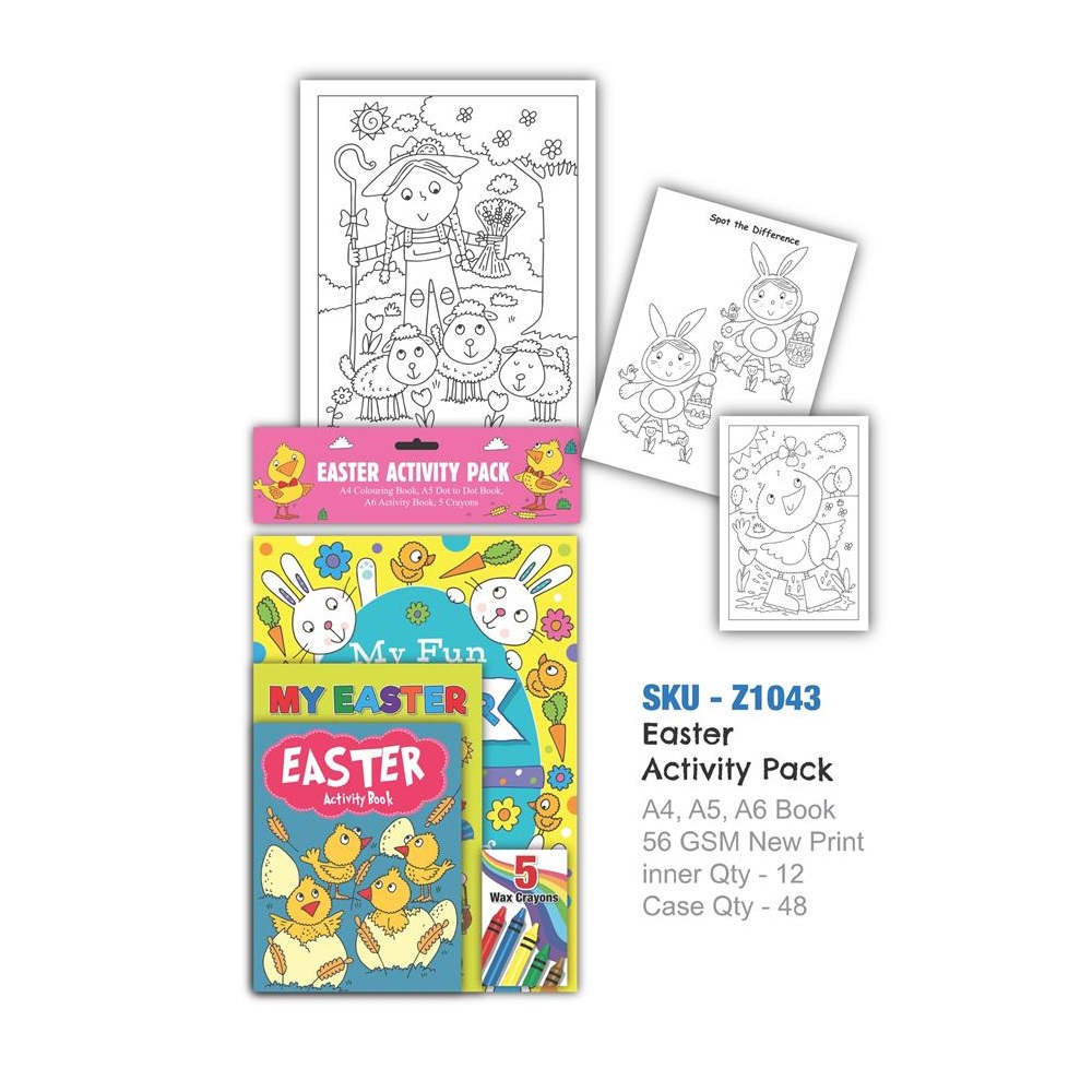 Easter Activity Pack (A4,A5,A6 Books With Crayons) - Click Image to Close