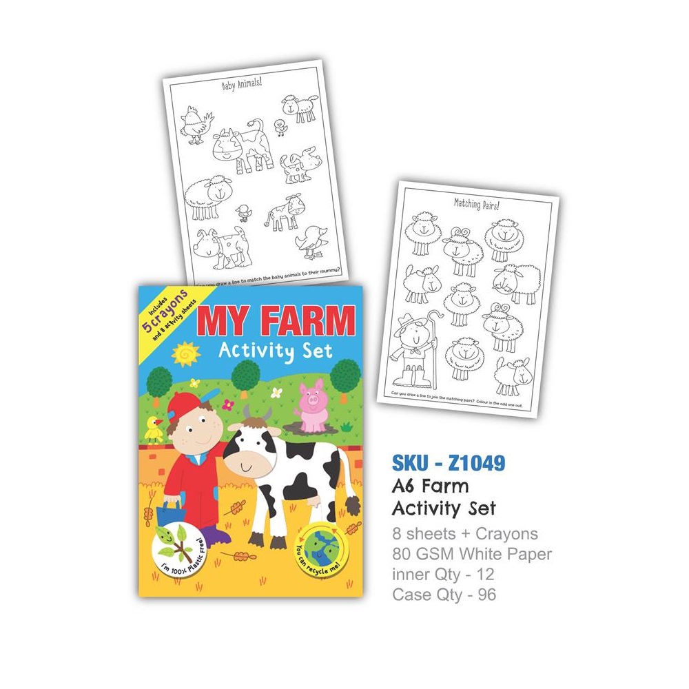 Farm A6 Mini Activity Pack With Crayons - Click Image to Close