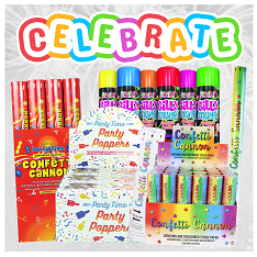 Celebrate! Party Poppers, Cannons & Sprays